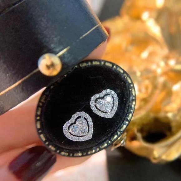 Hollow Heart Shiny CZ Filled Heart Earrings for Women, INDN8602 - Picture 7 of 7